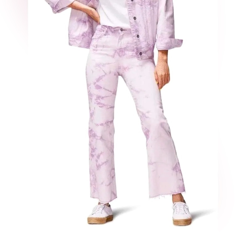 NWT Lee x Smiley Pink Purple Tie-Dye High-Rise Boot Cut Jeans Size 28